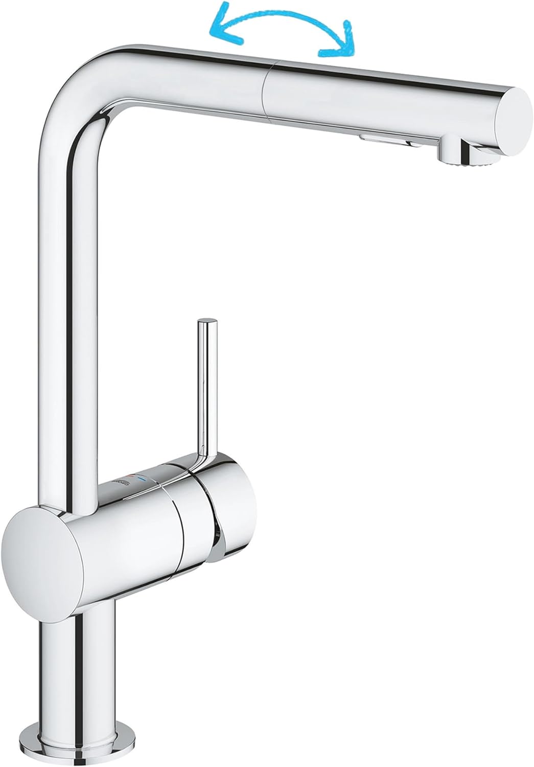 GROHE Minta - Einhand- Küchenarmatur (L-Auslauf, herausziehbare Dual-Spülbrause, 360° schwenkbar, kr
