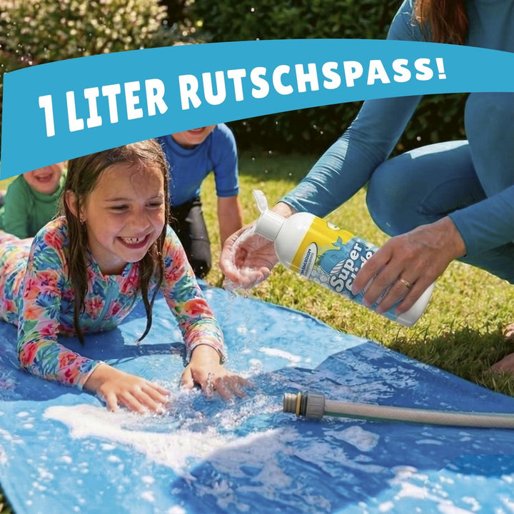 Original Cup® | Wasserrutschmatte Riesen Pack XXL | 1 Rutschmatte Doppelbahn 10 Meter + 1 Liter Extr