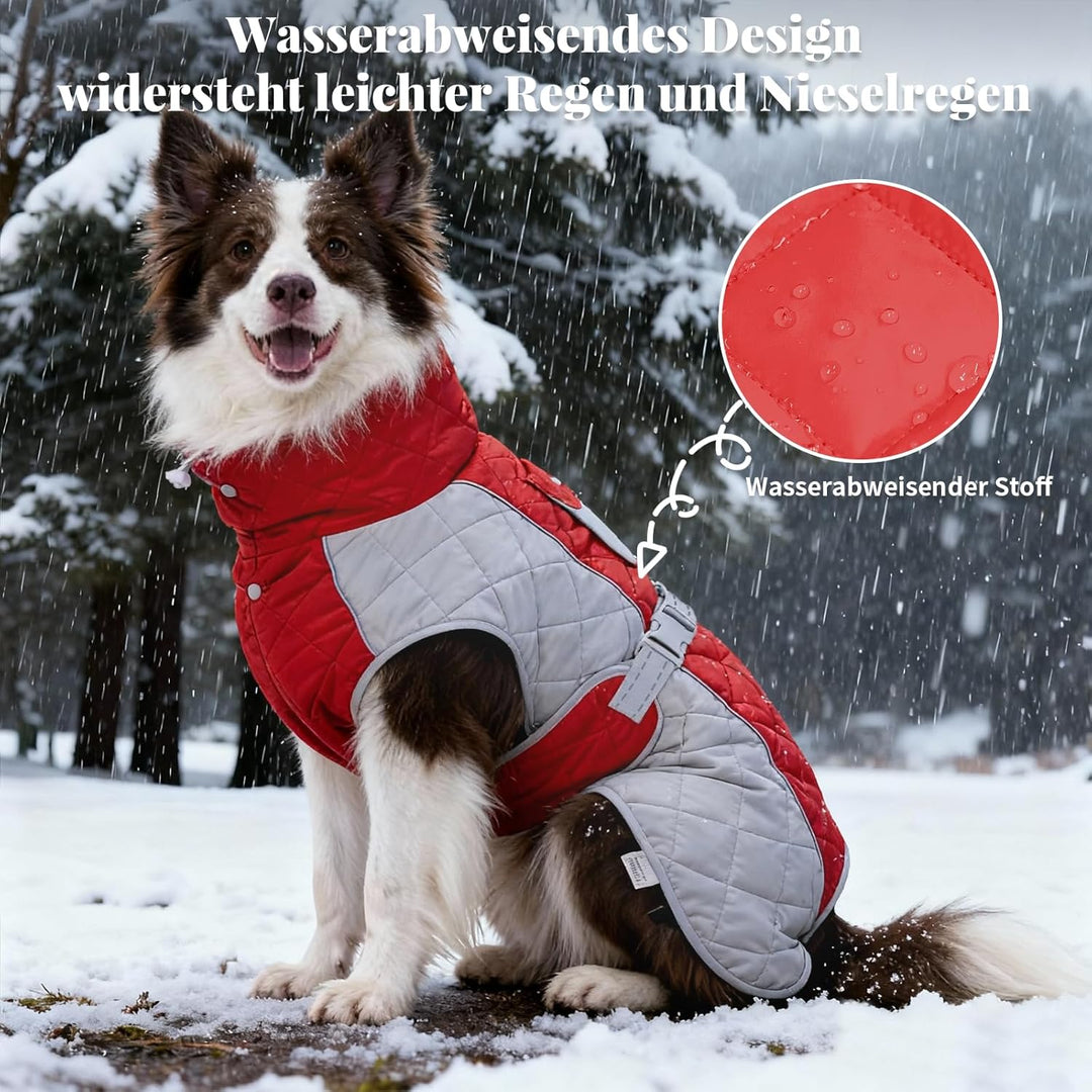Hundemantel mit reflektierendem Design, Winddicht und wasserdicht, verdickter Kragen für Windschutz,