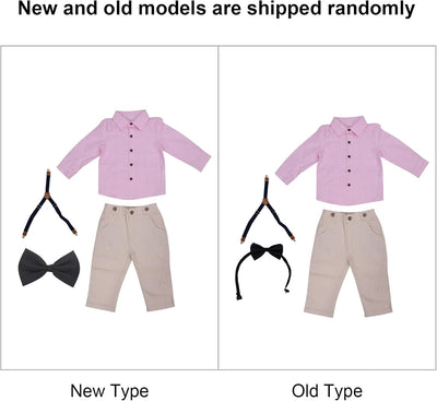 Baby Boy Gentleman Outfits Anzüge Streifenhemd Hosenträger Hosen Fliege Anzug Set für Party oder All