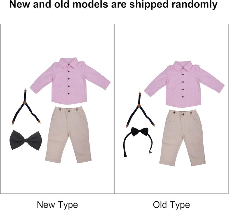 Baby Boy Gentleman Outfits Anzüge Streifenhemd Hosenträger Hosen Fliege Anzug Set für Party oder All