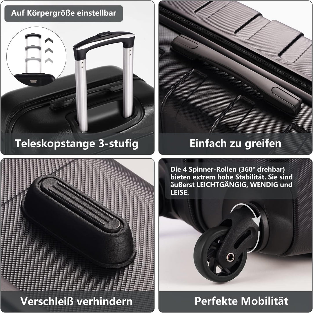 COOLIFE Koffer Premium Koffer Hartschalenkoffer Trolley Rollkoffer Reisekoffer Kofferset Handgepäck