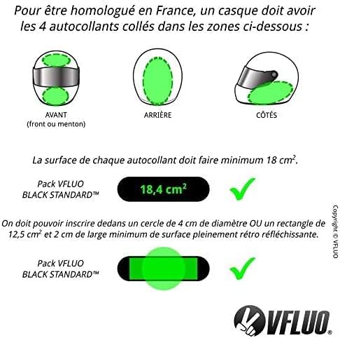VFLUO - Kit 4 Streifen Schwarz Reflektierende Aufkleber für Motorradhelm - zugelassen für FR-Masse -