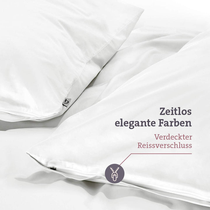 herzbach home Mako-Satin Bettwäsche | 100% Baumwolle | atmungsaktiv & kuschelig weich | Uni einfarbi