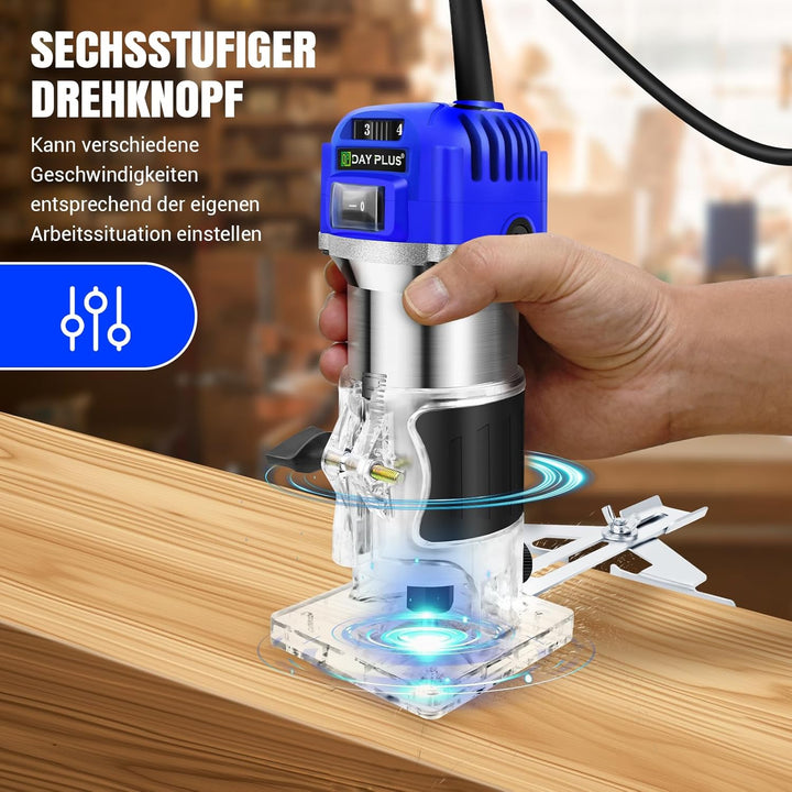 Palm Router Werkzeug Trimmer,Oberfräse Tischfräse Holz mit 15PCS Fräser,Holzbearbeitung Handheld Rou