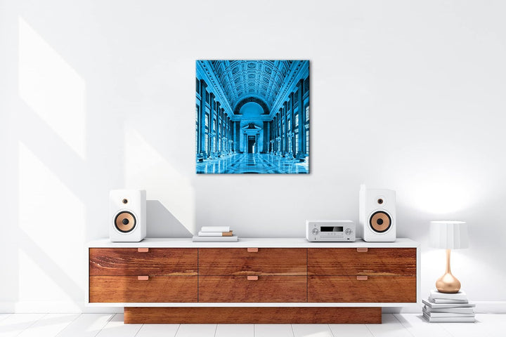 grosse Halle des Kapitols in Havanna Format: 40x40 Effekt: Monocrome Blau als Leinwandbild, Motiv fe