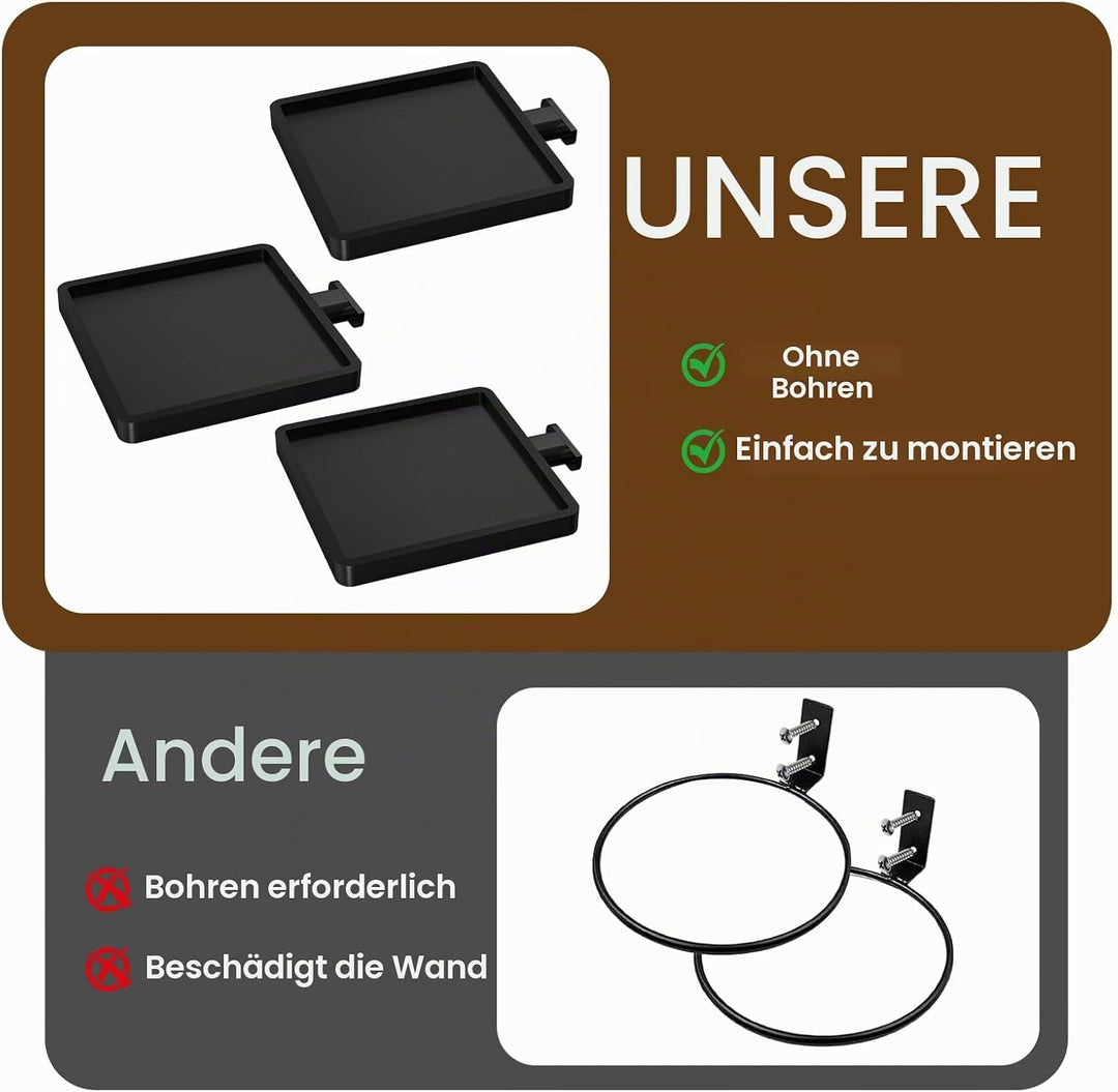 Shinybox Akustikpaneele Pflanzenhalter, 3 Stück Zubehör für Akustikpaneele ohne Bohren, Wandhalterun