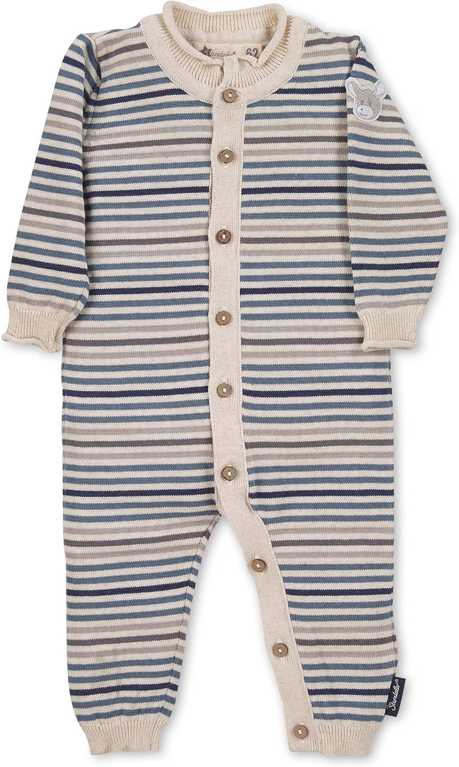 Sterntaler Baby-Jungen Strick Strampler Einteiler GOTS Esel Emmi Kleinkind-Schlafanzüge 74 Graublau,