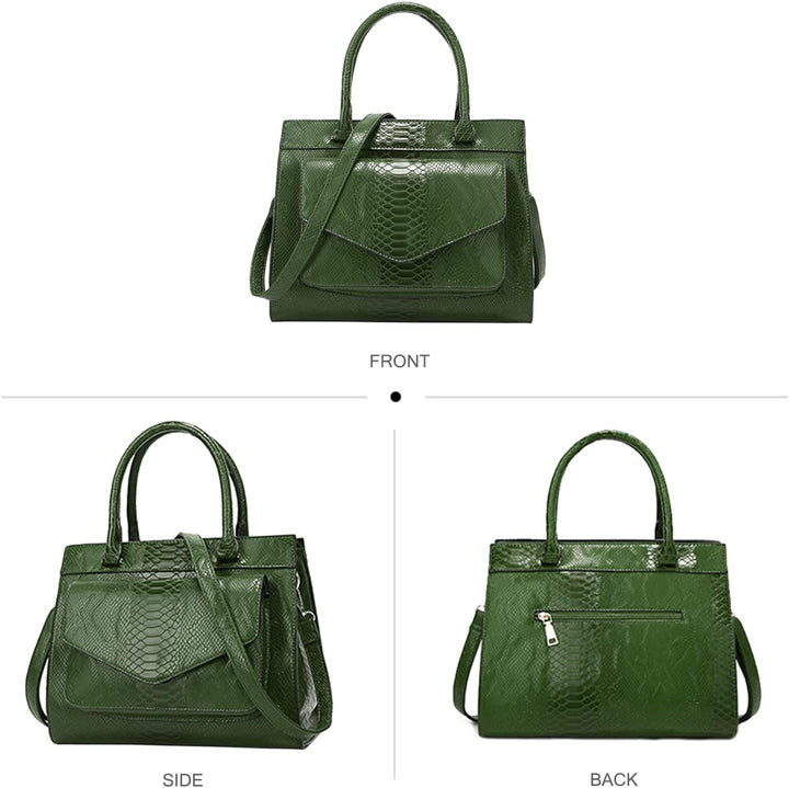 NICOLE & DORIS Damen Handtaschen Krokodil Handtasche Henkeltasche Lackiert Krokodil Top Griff Henkel