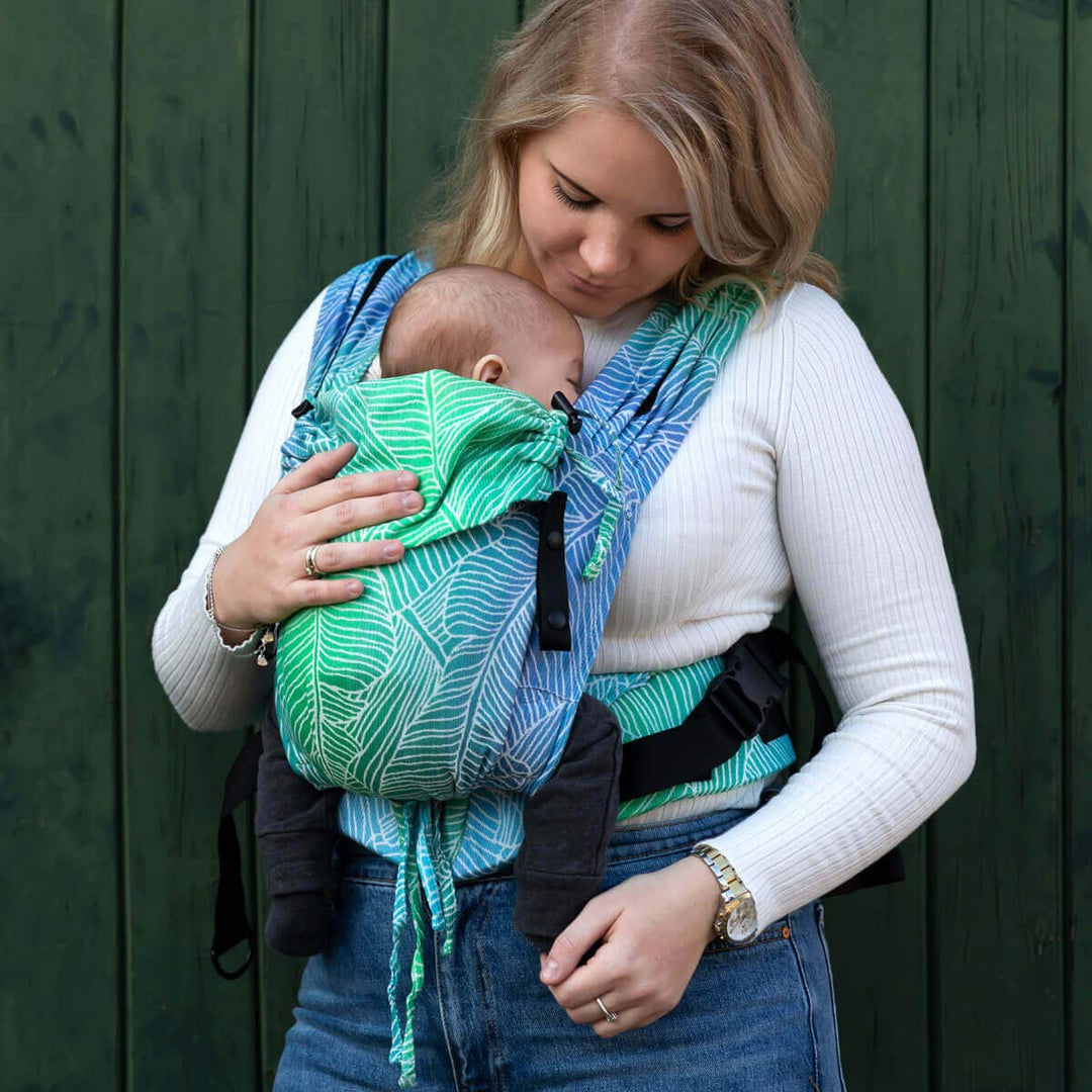 Hoppediz Babytrage Primeo, für Neugeborene ab Geburt, Bauchtrage, Rückentrage, 100% Bio-Baumwolle, G