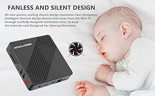 Mini PC Lüfterlos Celeron N4020 (bis zu 2.8 GHz) 4GB DDR4/64GB eMMC Mini-Desktop-Computer HDMI und V