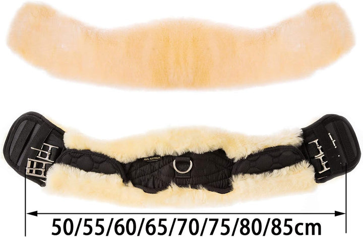 Merauno® Lammwolle Mondgurt mit abnehmbarem Lammfellbezug, Kurzgurt Dressurgurt, aus Qualitäts Merin