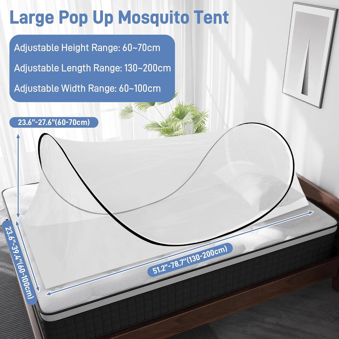 Moskitonetz Pop Up Einzelbett, 200*90*60cm, Faltbares Mosquito Netz Reise Ohne Aufhängung, Tragbares