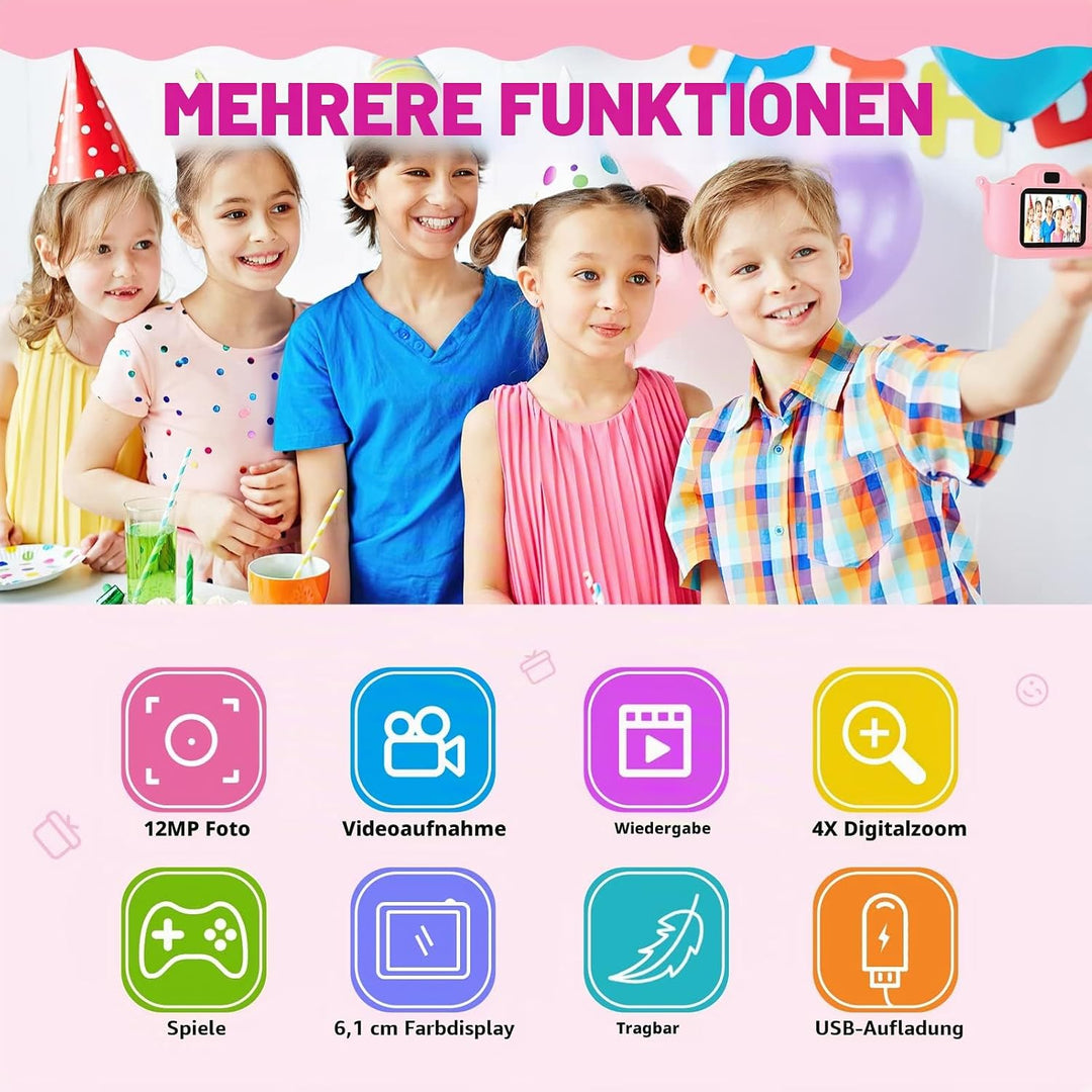 Kinder Kamera, 2.0”Display Digitalkamera ，Geschenke für 3 4 5 6 8 7 9 10 11 12Jahre Jungen und mädch