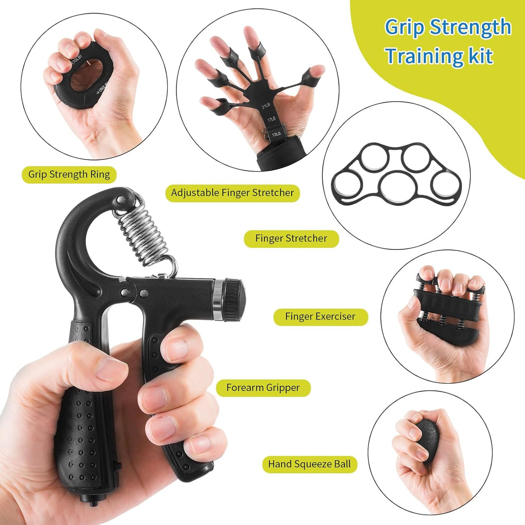 7 PCS Griffkraft Trainer Set, 2 verstellbare Handtrainer Unterarm trainer, 1 Aufbewahrungstasche, Fi