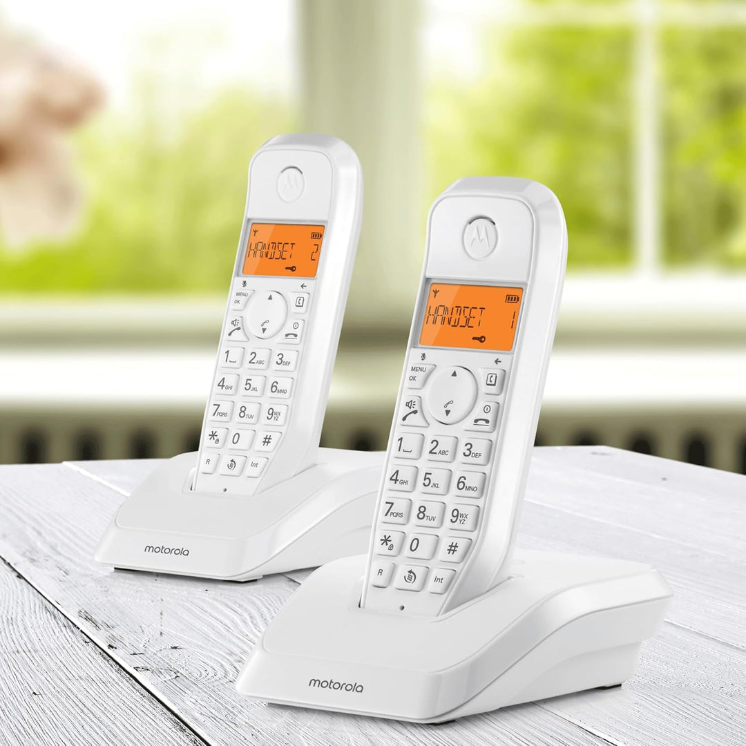 Motorola S1202 Duo Schnurloses Telefon, Weiss