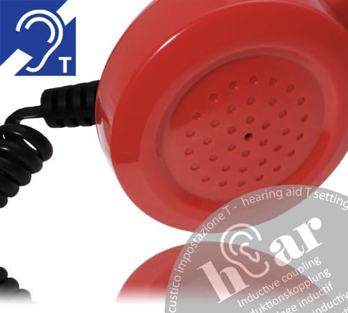 OPIS 60s Micro Hear: Retro Telefonhörer für die Benutzung mit Mobiltelefon und Hörgerät (rot) hEar R