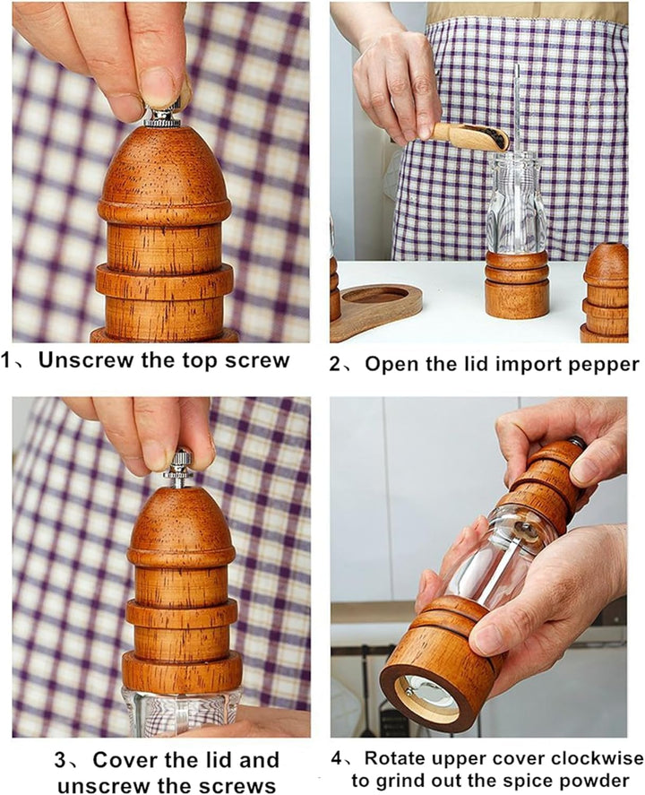 Salzmühlen und Pfeffermühlen Kit mit Sockel Massivholz Leuchtturm Form Salz & Pfeffer Schleifer Kit