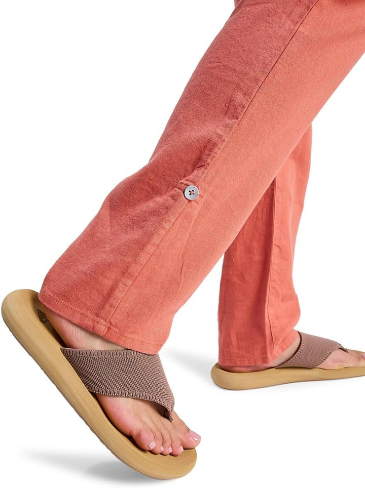 Roxy On The Seashore - Cargo Hose aus Leinen für Frauen Weiss S Aprikosenbrand, S Aprikosenbrand