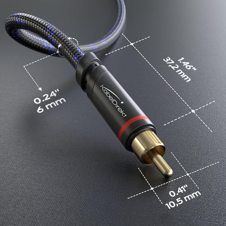 KabelDirekt – 3m – Cinch Kabel, Stereo Audio Kabel 2×2 Cinch, bruchfeste Metallstecker & Nylon-Braid