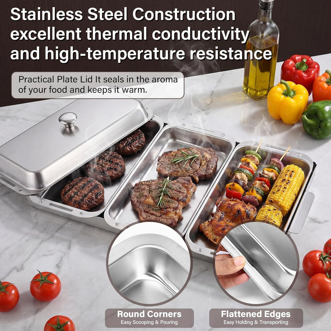 Edelstahl Grillpfännchen 4-teilig Set, Vielseitige Grillschalen für Gas-, Holzkohle- & Ofengrill, Un