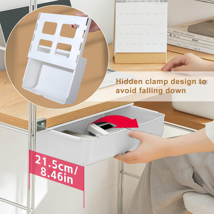 FRETONBA Schublade unter Schreibtisch, Aufbewahrungsbox, Selbstklebende Organizer für Büro, Versteck