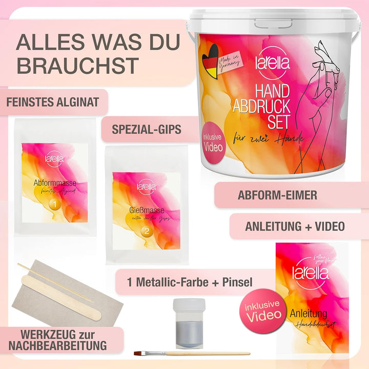 larella 3D Handabdruck-Set für Paare - mit 3 FARBEN - Geschenk-Idee für Pärchen & Familie - MADE in