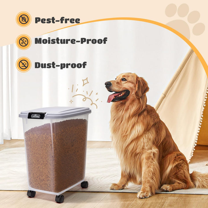 Nobleza - Futterbehälter für Haustiere 30 L, für Haustiere, Lebensmittelbox mit Rädern, Klappdeckel,