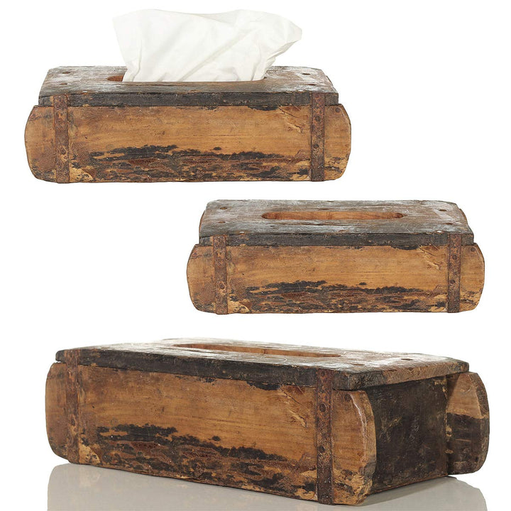 Tissuebox Ziegelform Holz Braun ca.31x15cm Kosmetiktuch-Box Taschentuch