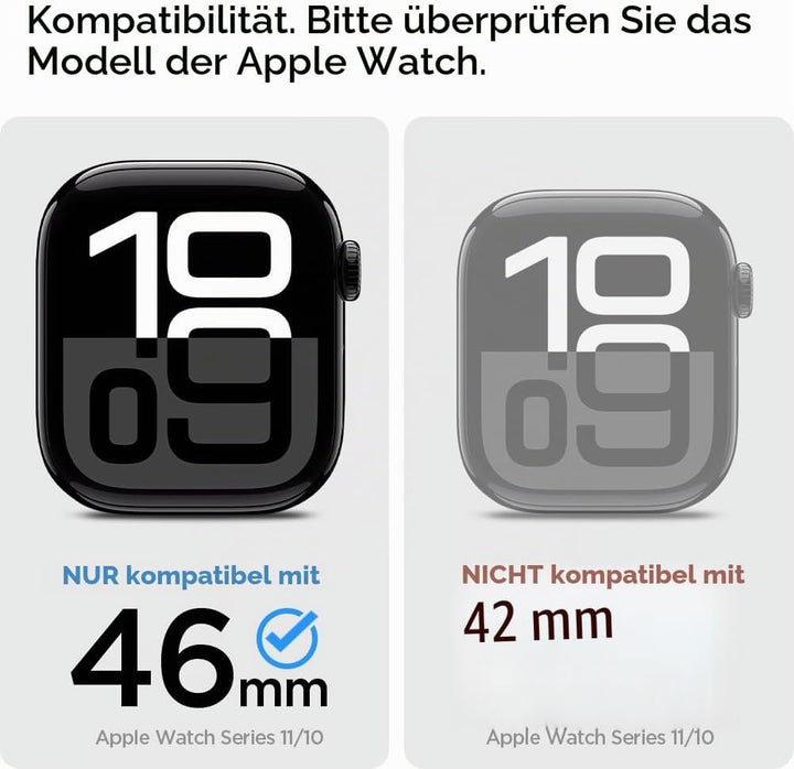 Spigen Rugged Armor Pro Hülle mit Armband Kompatibel mit Apple Watch 11/10 46mm (2025/2024) Matte Bl