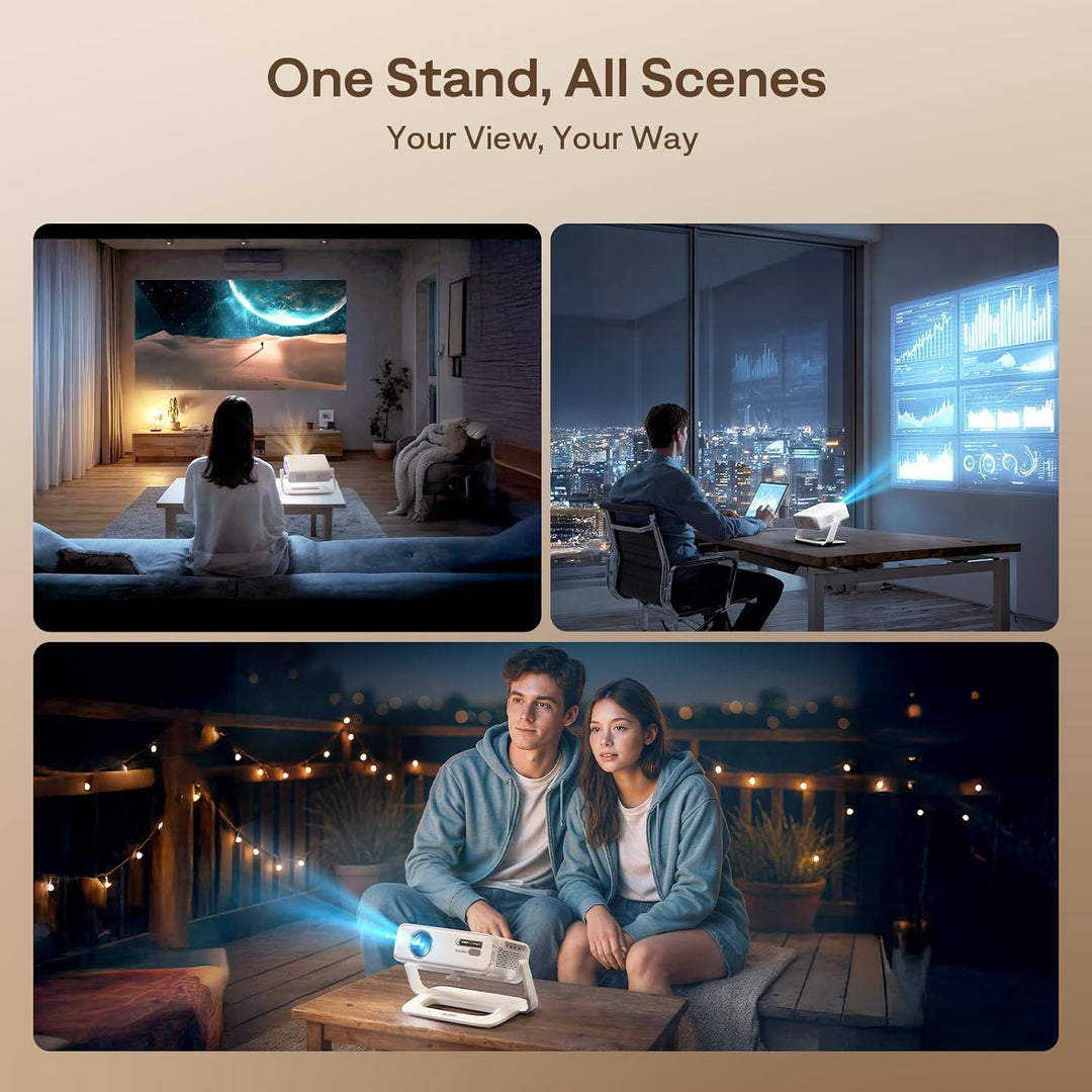 Aurzen Eazze D1 Smart Beamer und 180° Verstellbarer Projektor-Ständer im Bundle – Heimkino-bereit, k