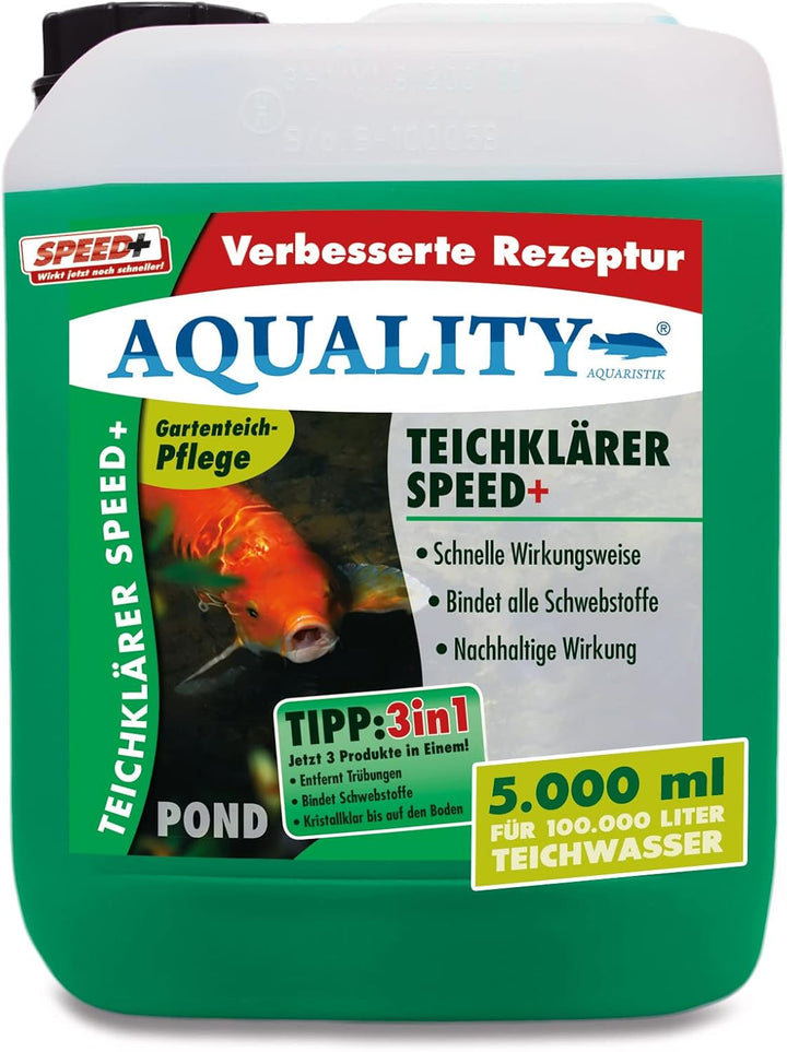 AQUALITY Klarwasser Teichpflege-Komplettset (Set mit Teichklärer und Wasserwerte Stabilisator für ei