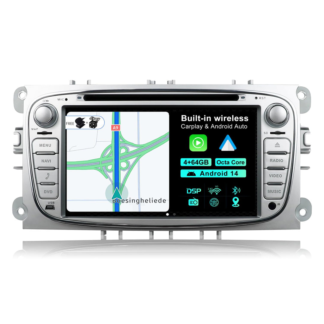 JOYX Android 12 Autoradio Passt für Ford Focus/Mondeo/S-Max/C-Max/Galaxy- [4G+64G] - [Eingebaut DSP+