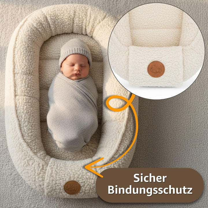 Babynest Nestchen Baby aus Teddy Plüsch 90x50 cm - Babynestchen Neugeborene Nest für Kinder Bett und