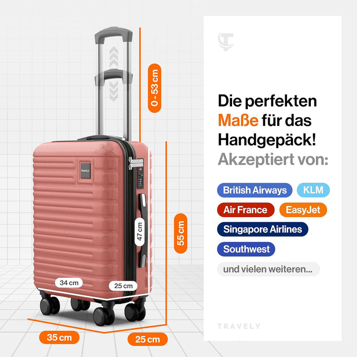 Travely Premium Handgepäck Koffer 55x35x25cm - passend für Air France, KLM und co. I 36L Handgepäck