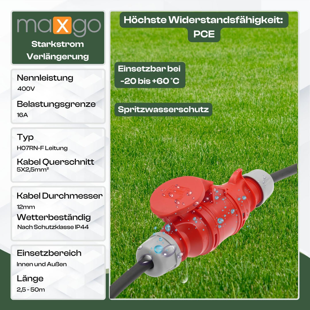 netbote24® CEE Maschinen-Anschlussleitung 400V / 16A H07RN-F 5-polig (3P+N+PE) 5x2,5 mm² IP44 2,5-50