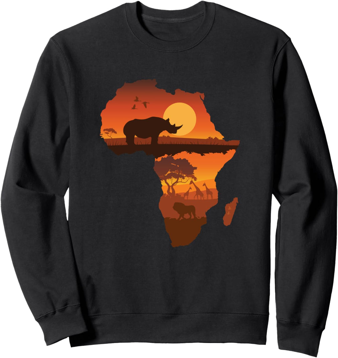 Afrika Löwe Nashorn Karte Tiere Big Five Safari Sweatshirt