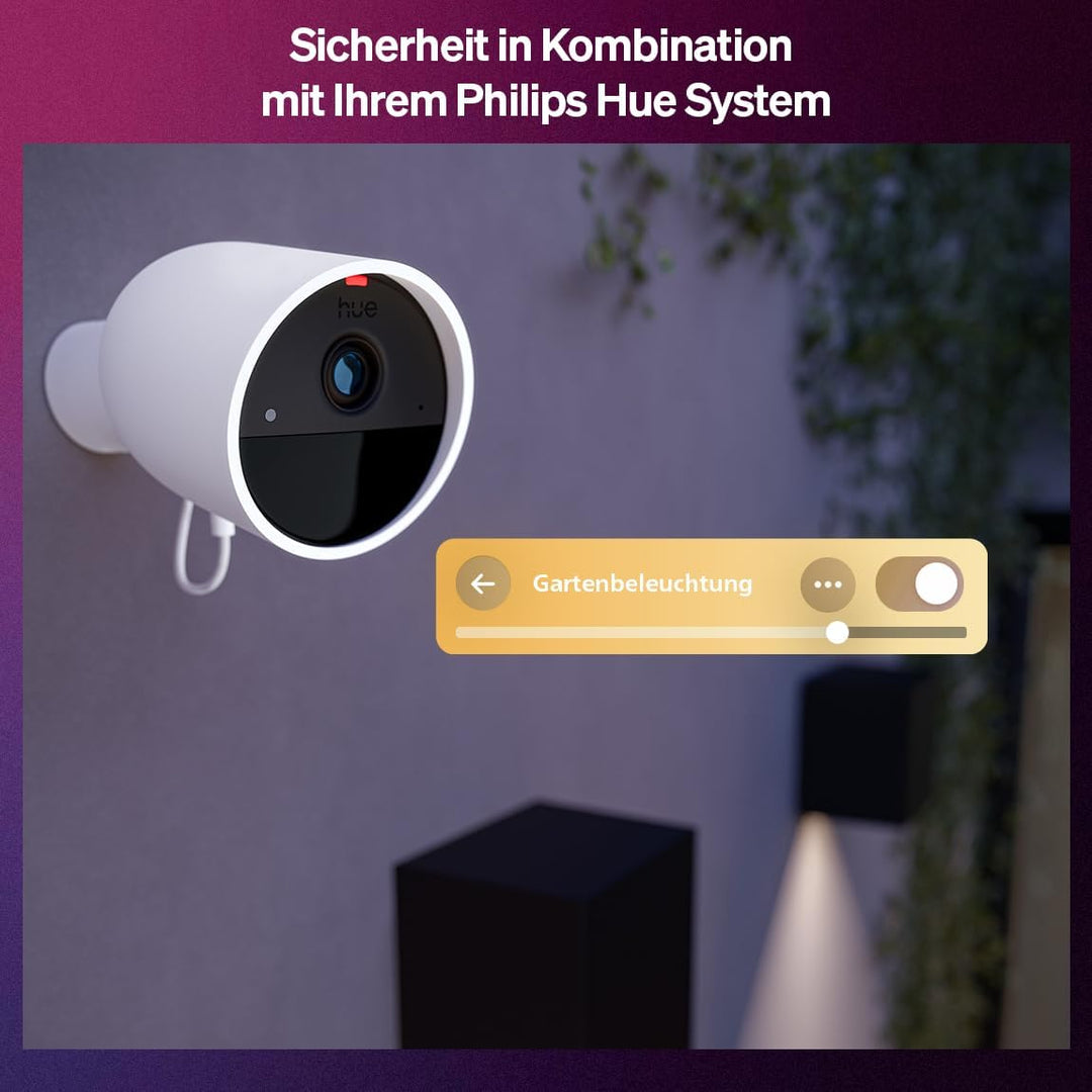 Philips Hue Secure kabelgebundene Überwachungskamera, Aussenkamera mit 2K-Videoauflösung, Videoüberw