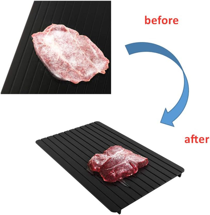 Verdicken Auftauplatte mit Ständer, Bis zu 10x Schnelle Auftaubrett, Aluminium Tablett für Fleisch A