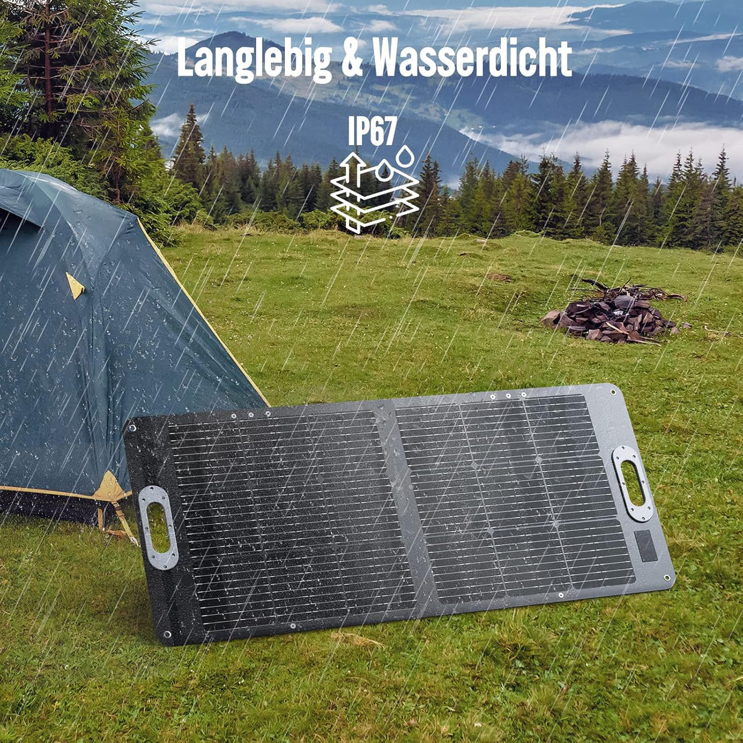 JustNow 60W Faltbares Solarpanel, Solarmodul mit 3 Ausgängen DC/USB/QC3.0,10 verschiedenen Grössen v