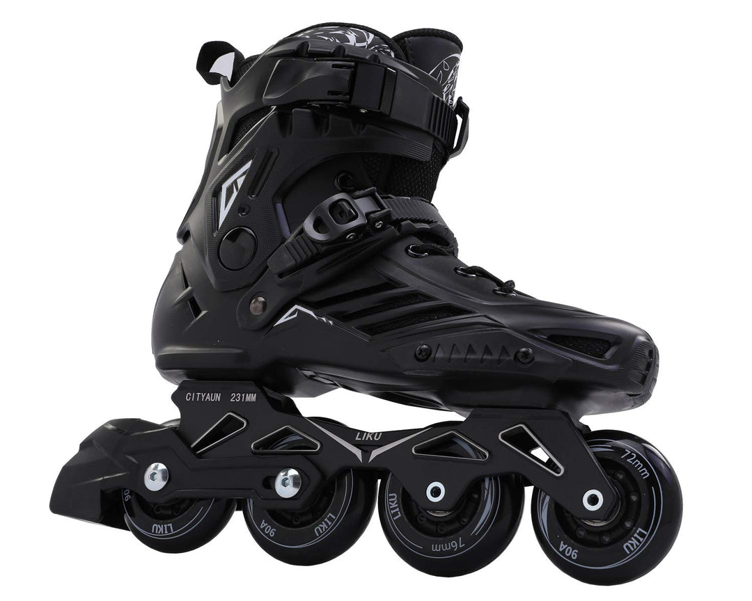 LIKU Black Professional Inline Skates Unisex Men 7,Women 8, Men 7,Women 8