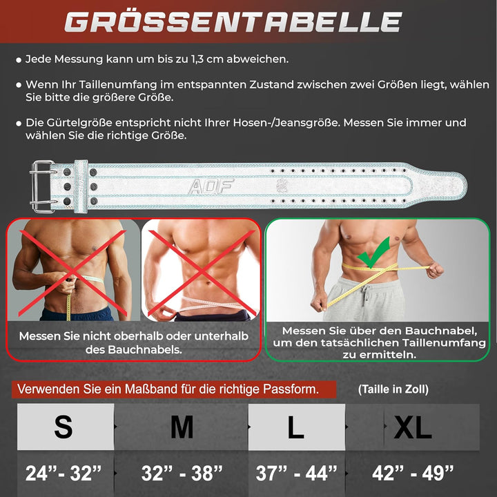 AQF Gewichthebergürtel Herren - 6mm 100% Echtem Leder Trainingsgürtel - Rückenstützgürtel Gym Liftin
