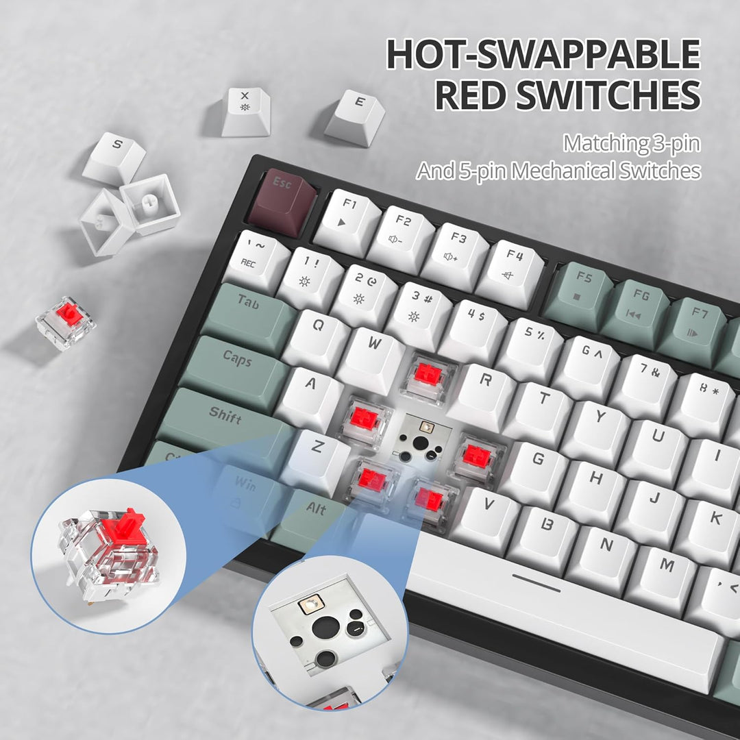SOLIDEE Verkabelte Mechanische Gaming Tastatur 75 Prozent,hot-swap-fähige Mechanische Tastatur mit G