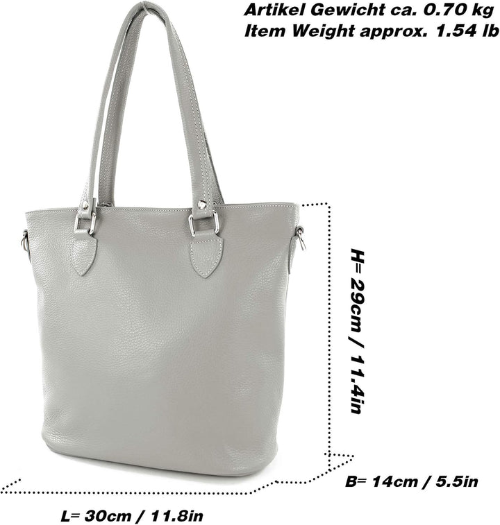 modamoda de - T215 - Italienische Ledertasche Shopper Large Cognac, Cognac