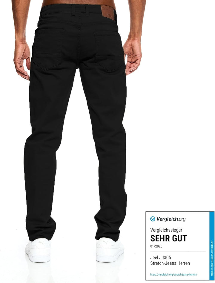 JEEL Herren-Jeans - Regular-Fit Straight-Cut - Stretch - Jeans-Hose Basic Washed 29W / 30L 07-schwar