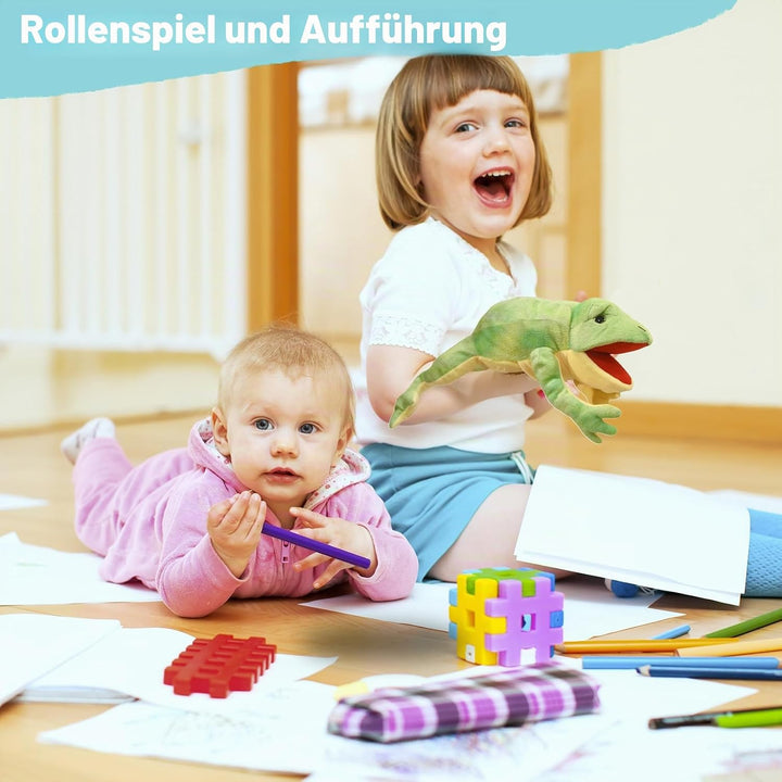 Lilizzhoumax Frosch Handpuppe Kuscheltier Simuliertes Tier Frosch Handpuppe aus Plüsch Kawaii Niedli
