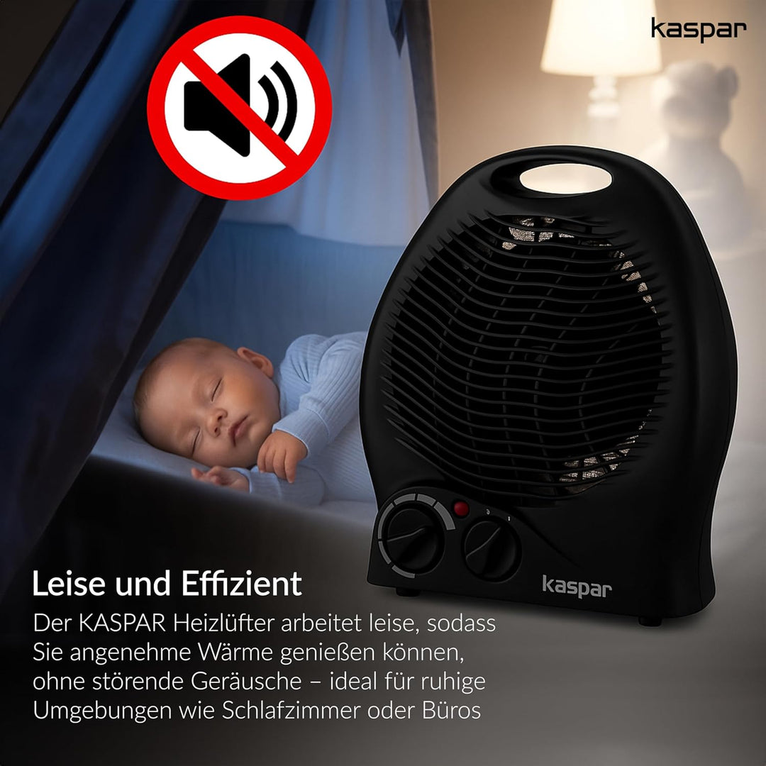 KASPAR Heizlüfter Klein Kompakt Thermoventilator Elektroheizer 1000 W 2000 W Mit Ventilatorfunktion