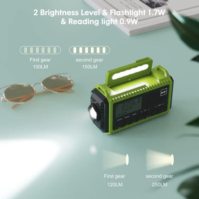 Kurbelradio DAB/UKW mit Akku 5000mAh, Tragbare Solar Radio mit LED Taschenlampe & Leselicht, DAB+ Ba