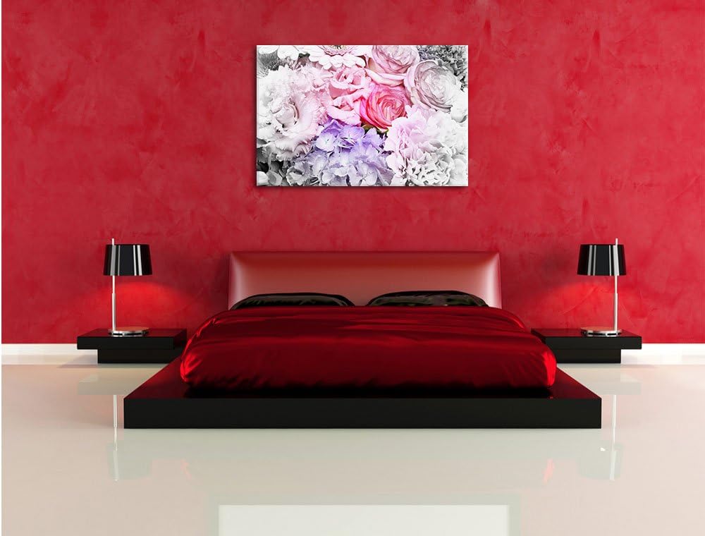 Pixxprint prachtvoller Blumenstrauss als Leinwandbild/Grösse: 100x70 cm/Wandbild/Kunstdruck/fertig b