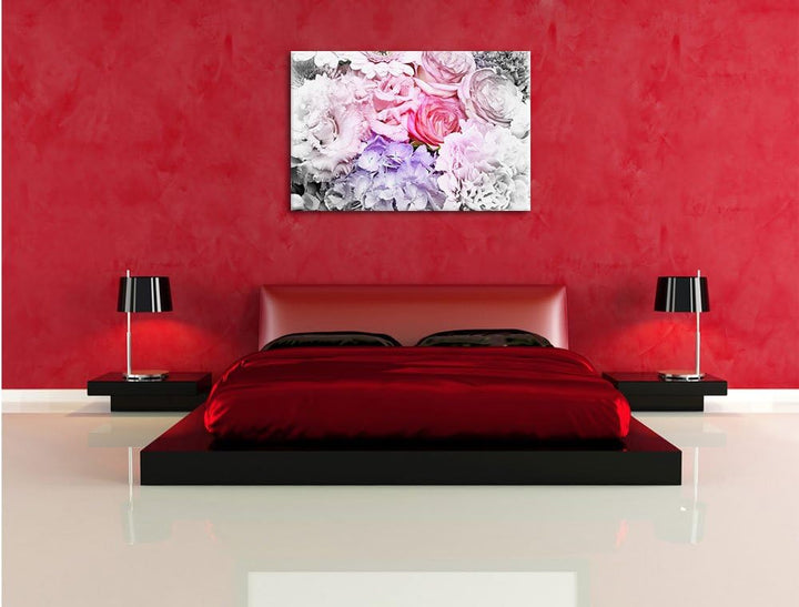 Pixxprint prachtvoller Blumenstrauss als Leinwandbild/Grösse: 100x70 cm/Wandbild/Kunstdruck/fertig b